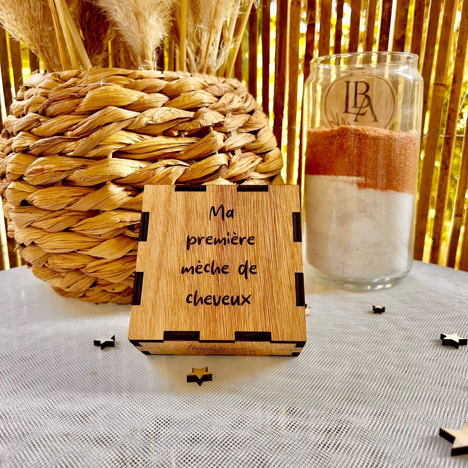 Boîte souvenir en bois personnalisée première mèche de cheveux