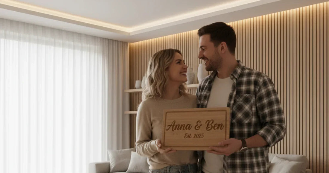 Cadeaux personnalisés en bois gravés pour couple – initiales, dates et citations romantiques