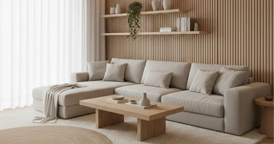 Tendances déco 2025 – Intérieur chaleureux avec meubles en bois clair et éléments artisanaux