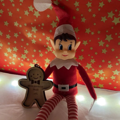 Boule de Noël Bébé Prénom Gravé Bonhomme Pain d’Épices