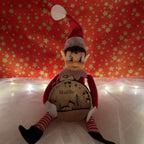 Suspension renard hivernal 2025 personnalisée accrochée au sapin de Noël avec cordelette rouge et blanche, décoration féerique sapin pour premier Noël bébé