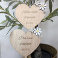 Cœurs Marraine et Parrain personnalisés en bois décorés de marguerites