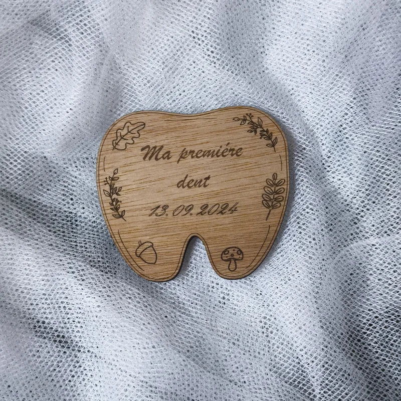 Plaque souvenir première dent en bois