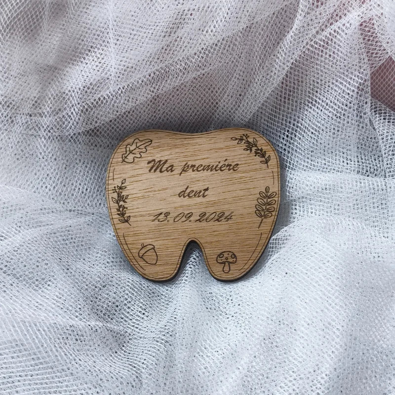 Plaque souvenir première dent en bois