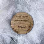 Plaque en bois gravée "Veux-tu être mon témoin", prénom personnalisé, date 
mariage, illustration florale, demande émouvante, bois artisanal
