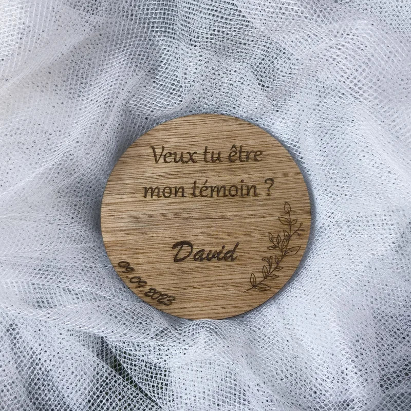 Plaque en Bois Personnalisée – Demande Témoin Mariage | Gravure Prénom & Date