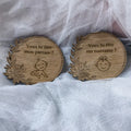 Plaques en bois gravées "Veux-tu être mon parrain/ma marraine", message 
tendre, dessins bébé garçon et fille, demande émouvante, bois naturel
