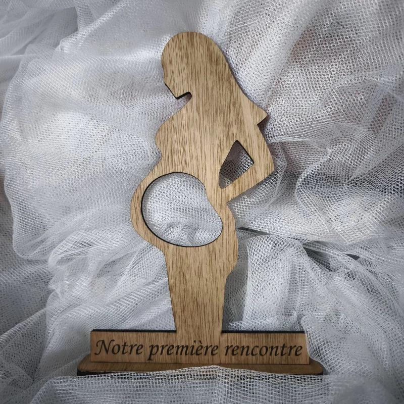 Silhouette échographie grossesse en bois