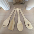 Lot de 4 ustensiles de cuisine en bambou gravés avec message pour Mamie