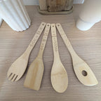 Lot de 4 ustensiles de cuisine en bambou gravés avec message pour Mamie